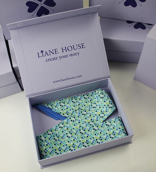 Azure Breeze. Natural silk twilly.
