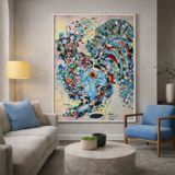 Batik Rooster. Painting on natural silk 119x83cm