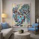 Batik Rooster. Painting on natural silk 119x83cm