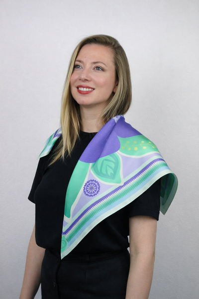 Sensual Periwinkle. Natural silk scarf.