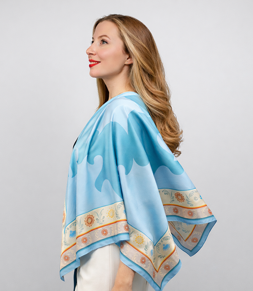Bright Star. Natural silk scarf.