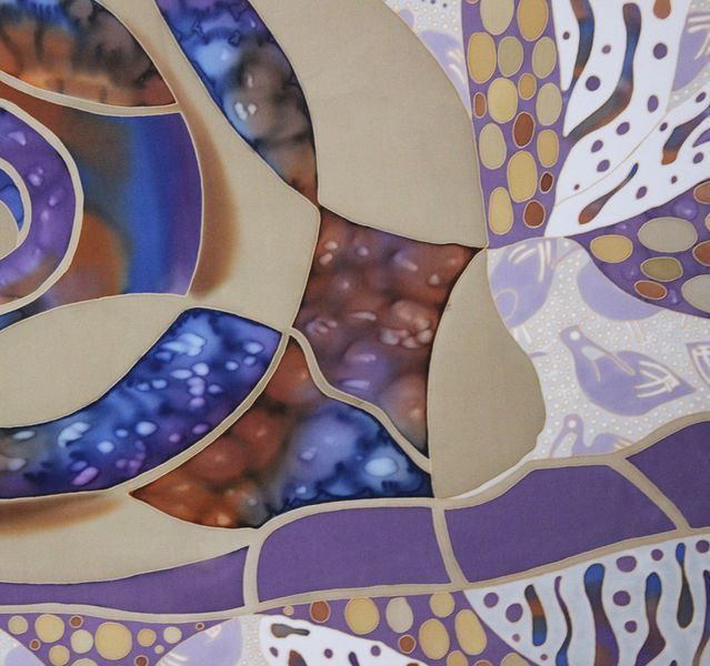 Batik Snail. Painting on natural silk 119x83cm